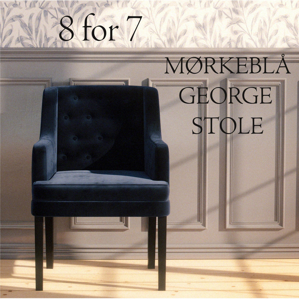 SPECIALTILBUD - 8 George stole i mørkeblå velour