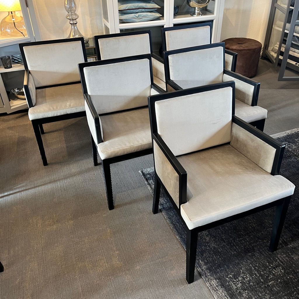 Sæt med 6 beige velourstole - Dynasty spisebordsstole udstillingssæt