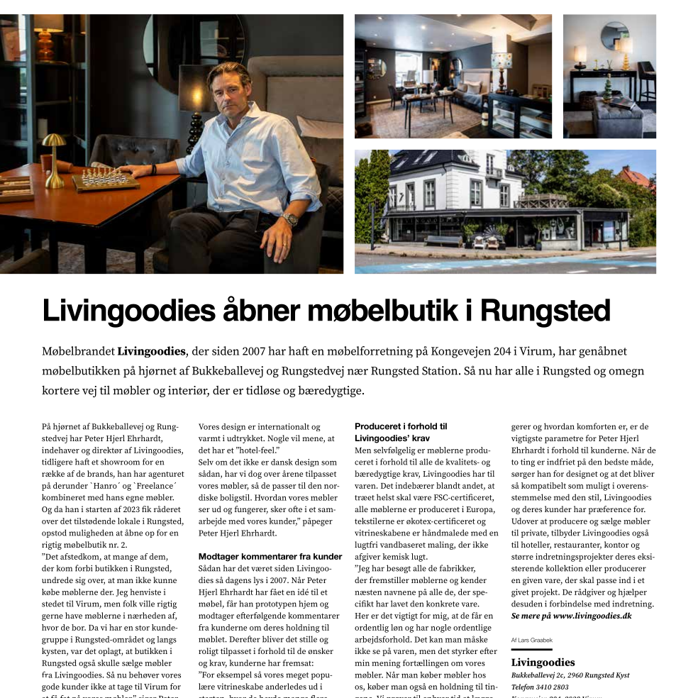 LIVINGOODIES genåbner butik i Rungsted - Liebhaverboligen september 2023 - Artikel udsnit