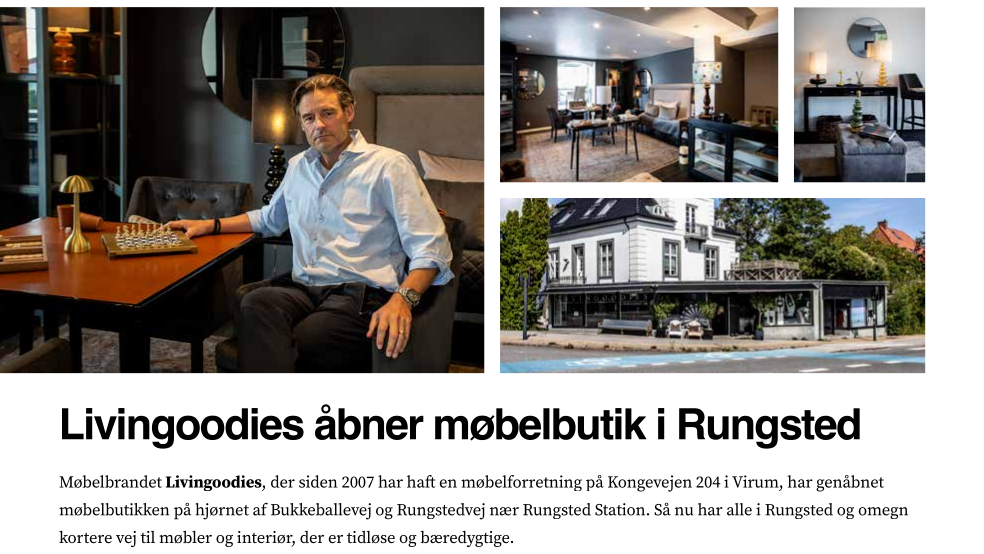 LIVINGOODIES genåbner butik i Rungsted - Liebhaverboligen september 2023 - Artikel udsnit