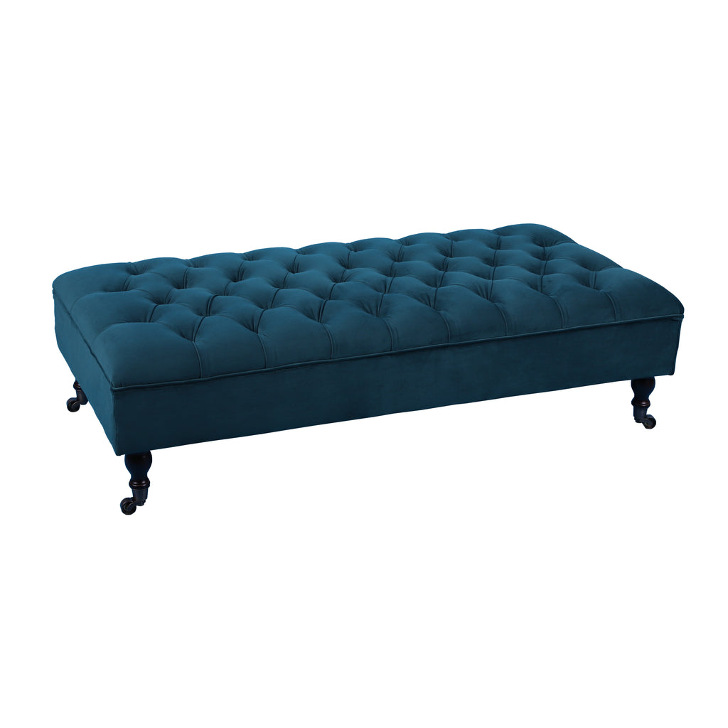 Blå velour lounge puf - Marguerite