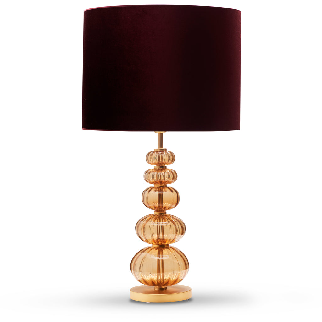 Bordlampe Murano High - Amber med bred velour skærm - LIVINGOODIES