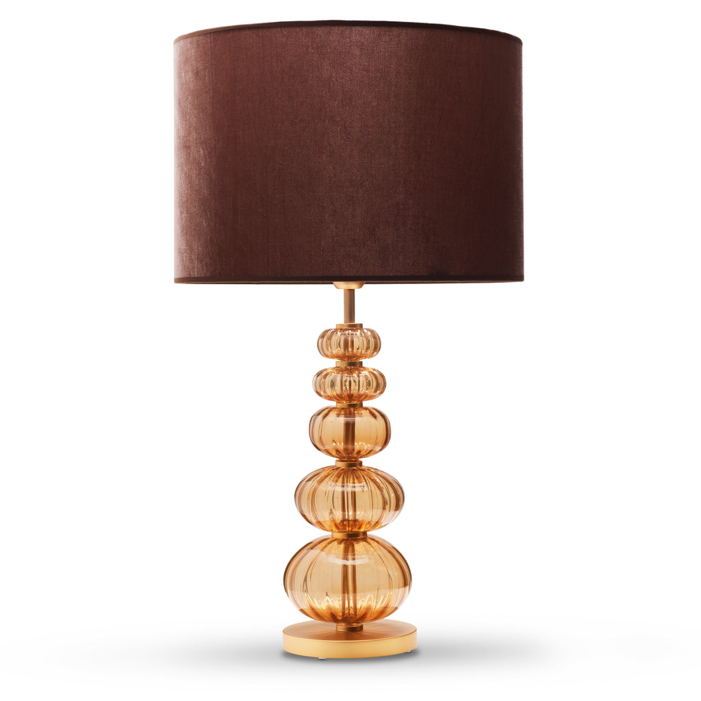 Bordlampe Murano High - Amber med bred velour skærm - LIVINGOODIES