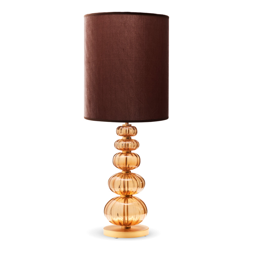 Bordlampe Murano High - Amber med høj velour skærm - LIVINGOODIES