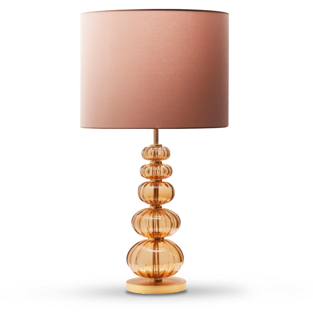 Bordlampe Murano High - Amber med bred velour skærm - LIVINGOODIES