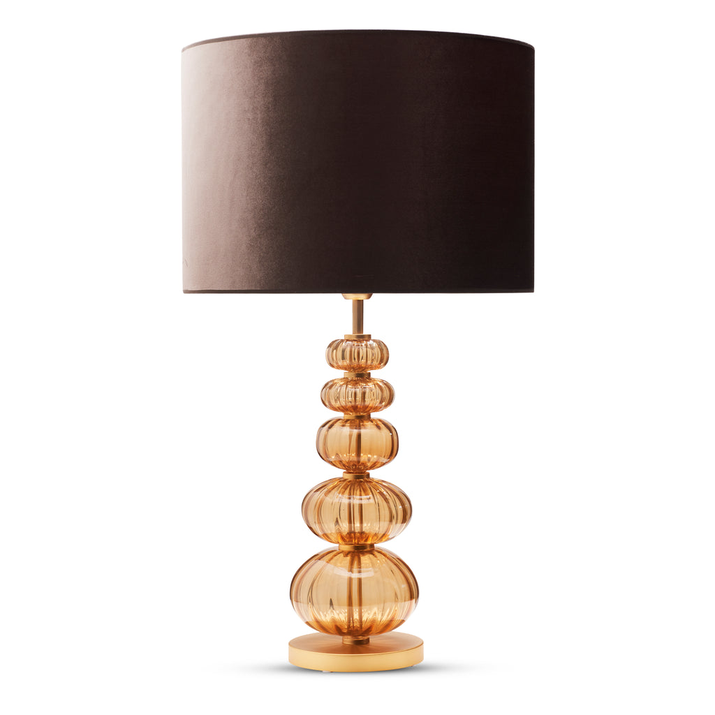 Bordlampe Murano High - Amber med bred velour skærm - LIVINGOODIES