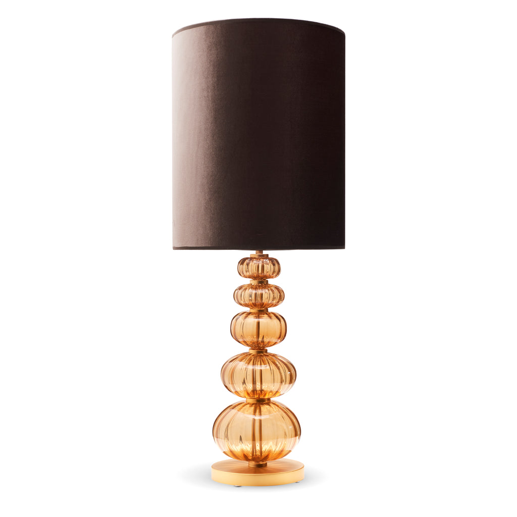 Bordlampe Murano High - Amber med høj velour skærm - LIVINGOODIES