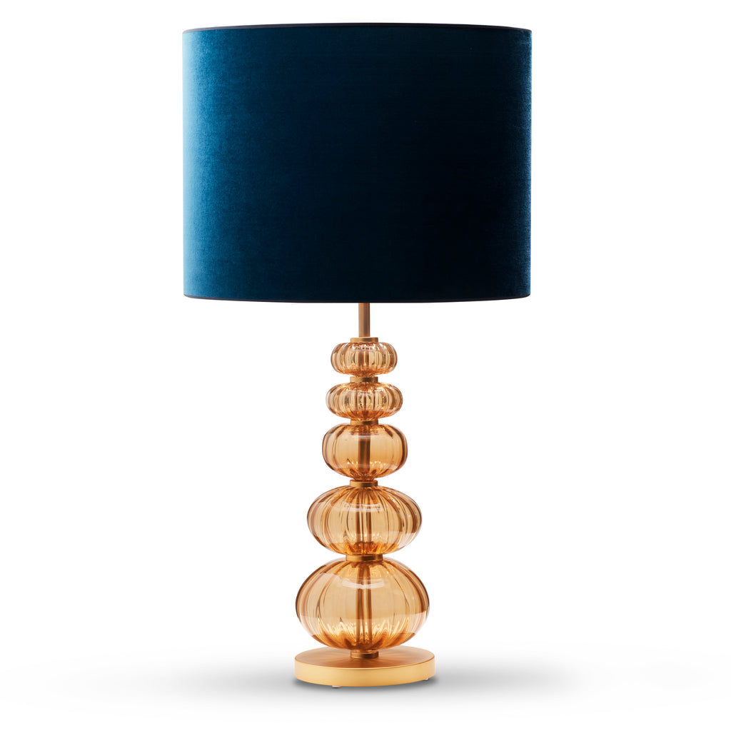 Bordlampe Murano High - Amber med bred velour skærm - LIVINGOODIES