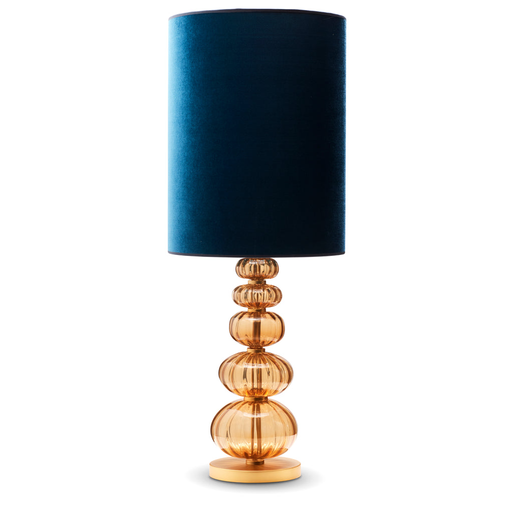 Bordlampe Murano High - Amber med høj velour skærm - LIVINGOODIES