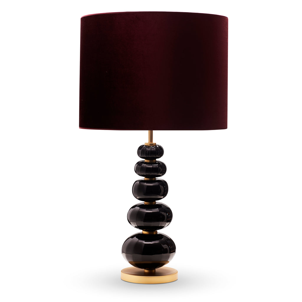 Bordlampe Murano High - Obsidian med bred velour skærm - LIVINGOODIES