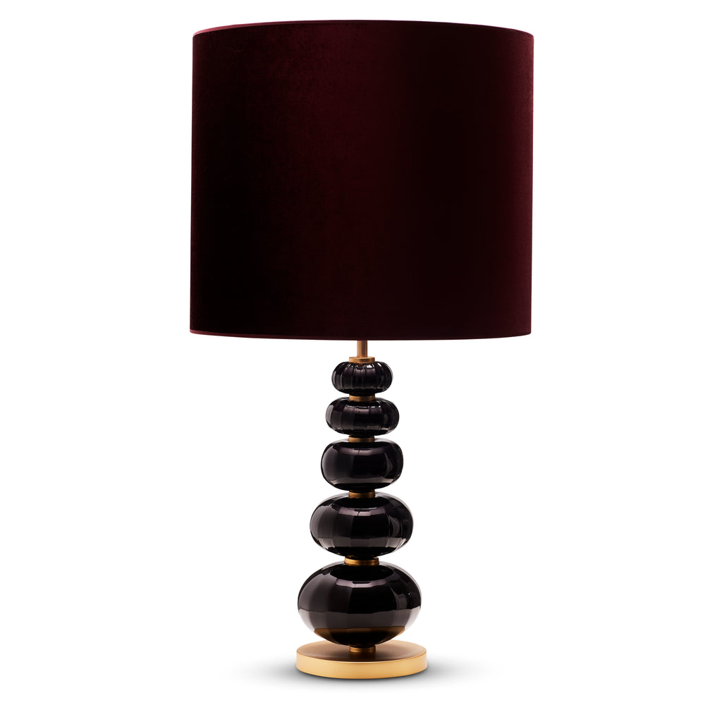 Bordlampe Murano High - Obsidian med stor velour skærm - LIVINGOODIES