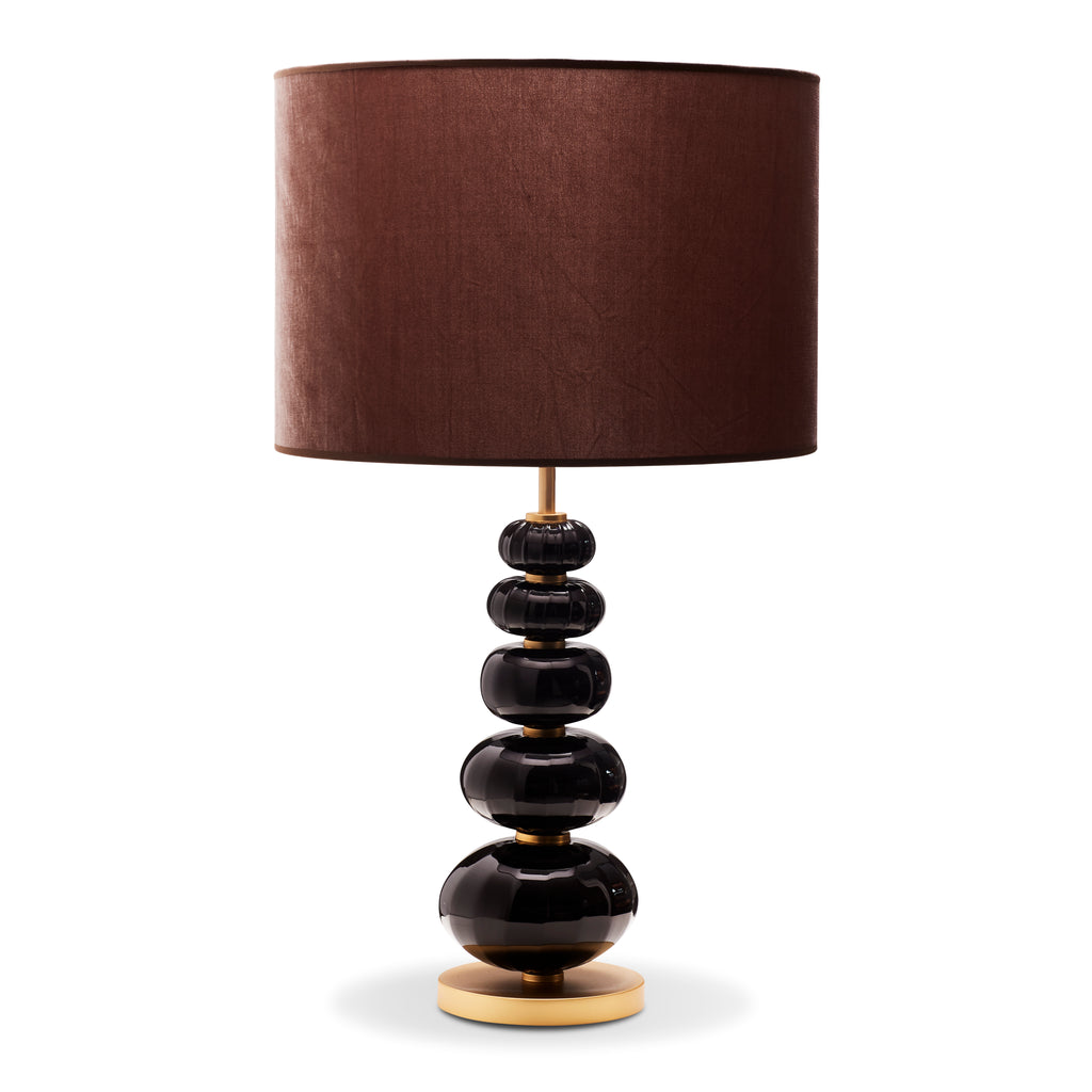 Bordlampe Murano High - Obsidian med bred velour skærm - LIVINGOODIES