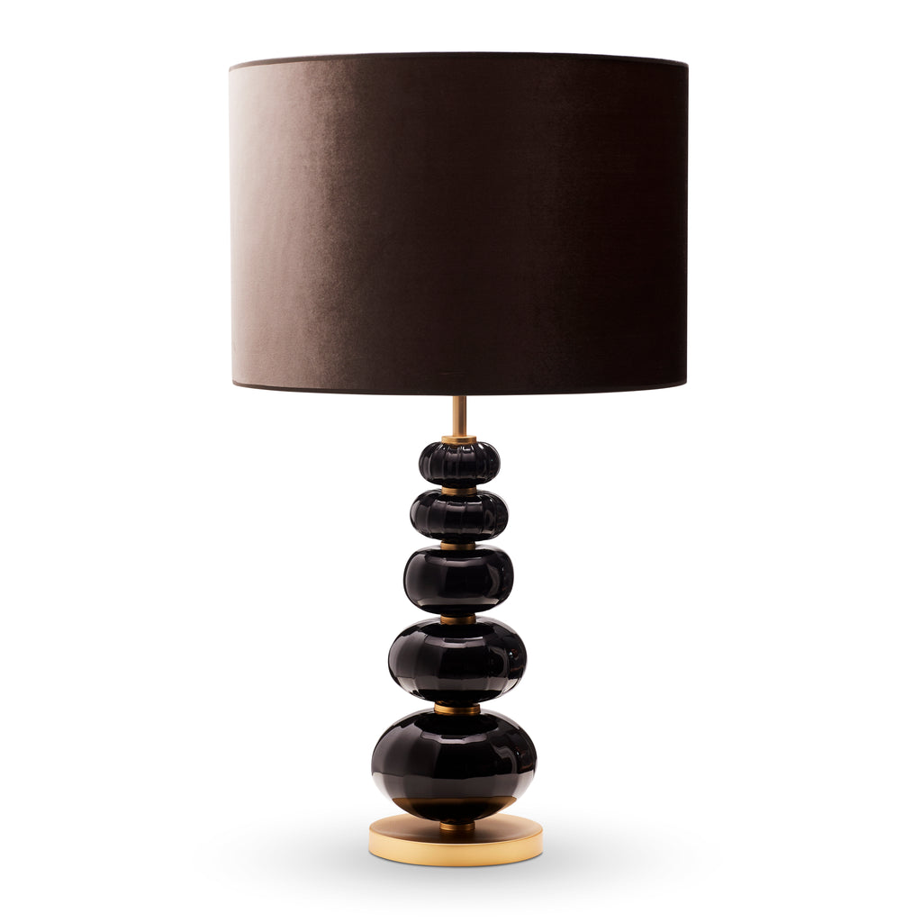 Bordlampe Murano High - Obsidian med bred velour skærm - LIVINGOODIES