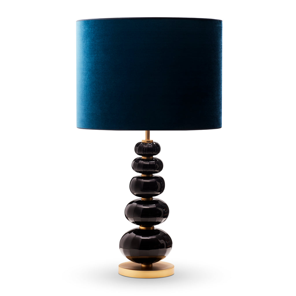 Bordlampe Murano High - Obsidian med bred velour skærm - LIVINGOODIES