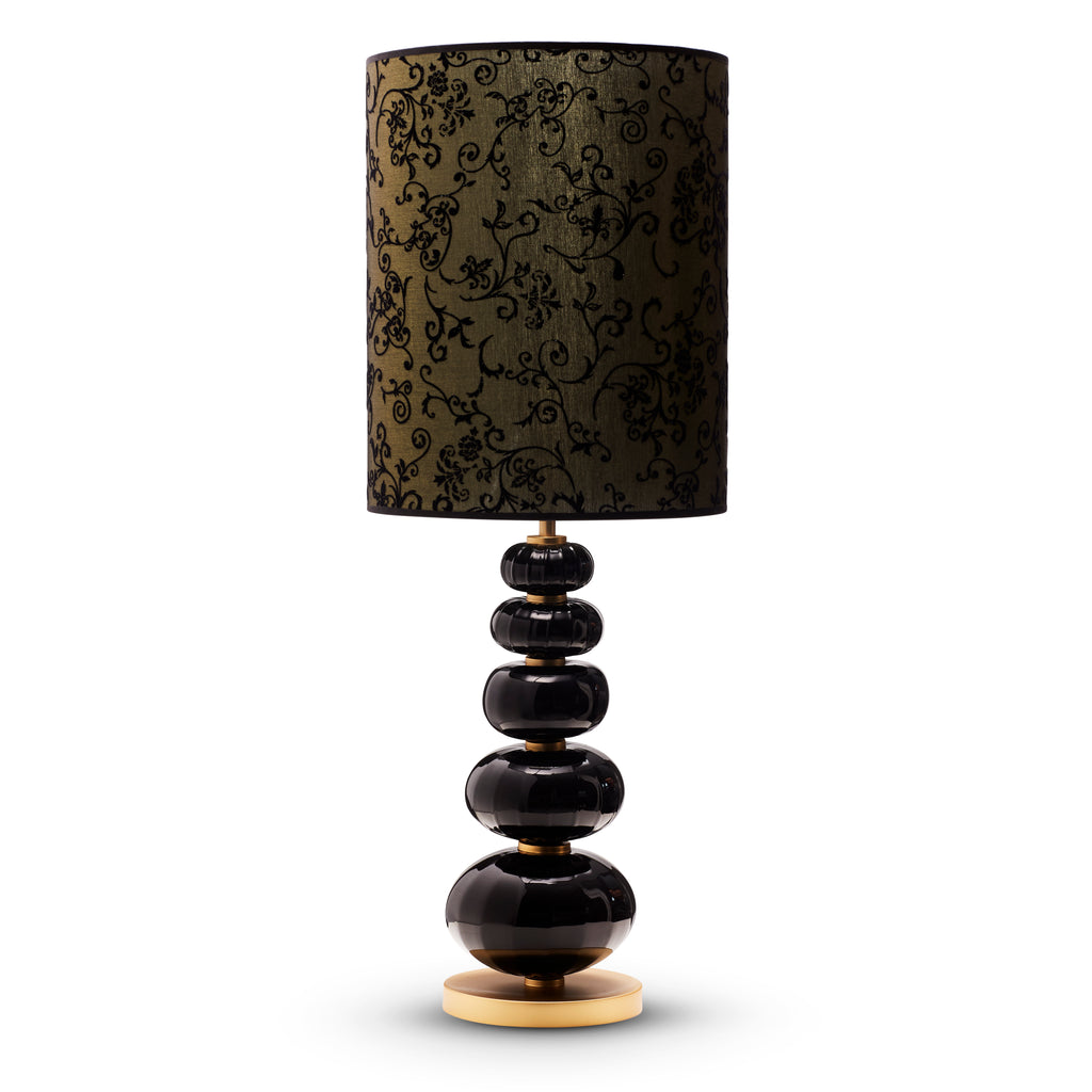 Bordlampe Murano High - Obsidian med høj velour skærm - LIVINGOODIES