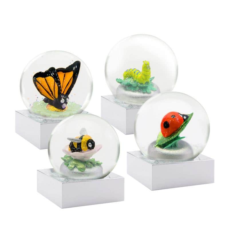 Snekugle kit med fire insekter og glimmer