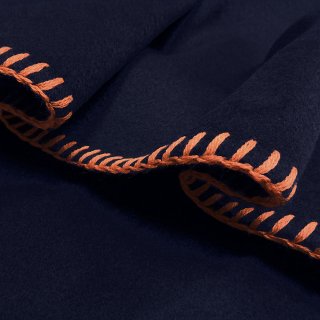 Cashmere plaid - Deep blue med orange piping - LIVINGOODIES